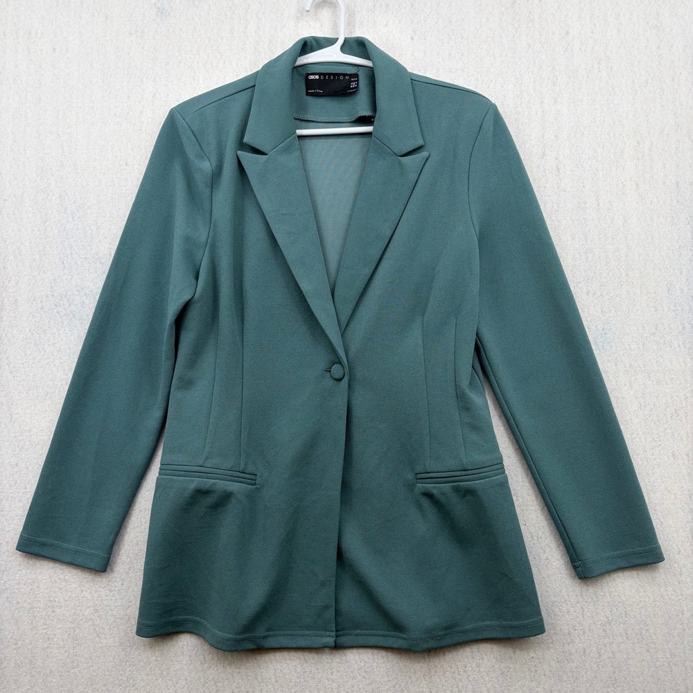ASOS DESIGN Petite Jersey Suit Blazer Forest Green Single Button US 8 Petite